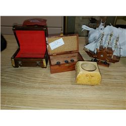 3 wooden boxes - 1 aromatic cedar by Archi Lyons from Naicom, SK + 10 wartime meat rations and music