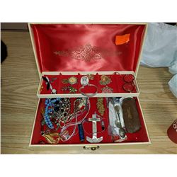 Large jewelry box with key and contents