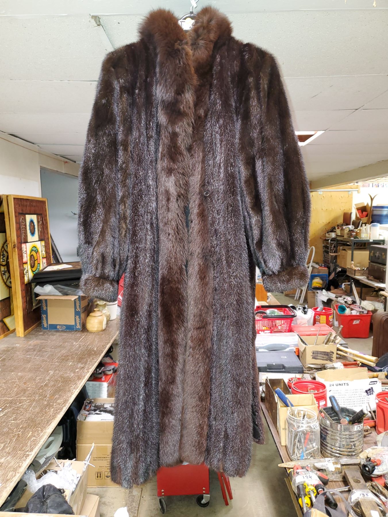Full length black Mink coat size 12/14 bought at Yaegers furs