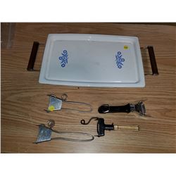 Corning ware server - 4 vintage handles (3 Pyrex, 1 Corning ware)