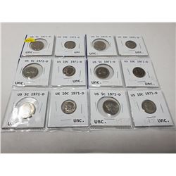 6 American 5 cents & 6 American 10 cents all 1971-D