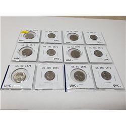 6 American 5 cents & 6 American 10 cents all 1971