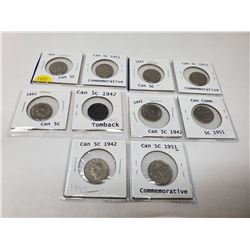 10 Canadian 5 cents various dates