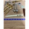 Image 4 : MISC LOT OF SPOONS + VINTAGE PENS ONE WOODEN + ROCK + ECT