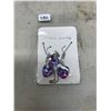Image 1 : "Fashion Jewelry" 1 Necklace + Pair Of Earrings (Purple Hearts)