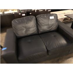 BLACK LEATHER LOVE SEAT