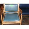 Image 1 : 13 BLUE VINYL WOOD ARM CHAIRS