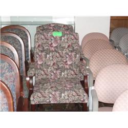 2 FLORAL CLOTH WOOD ARM CHAIRS