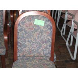 2 FLORAL CLOTH WOOD ARM CHAIRS