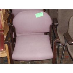 5 MAUVE WOOD ARM CHAIRS