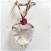 Image 1 : 10K Yellow Gold Moonstone(0.65cts) Ruby Pendant, Made in Canada, Suggested Retail Value $160