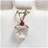 Image 2 : 10K Yellow Gold Moonstone(0.65cts) Ruby Pendant, Made in Canada, Suggested Retail Value $160