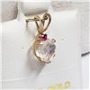 Image 3 : 10K Yellow Gold Moonstone(0.65cts) Ruby Pendant, Made in Canada, Suggested Retail Value $160