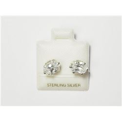 Silver Genuine Cubic Zirconia (4.28ct) (8x6mm) Earrings . Retail $40