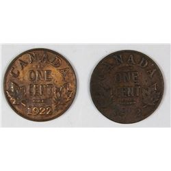 (2) 1922 CANADA CENTS