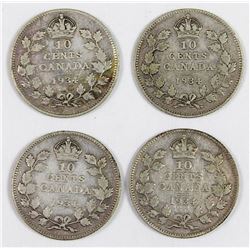 (4) 1934 CANADA DIMES