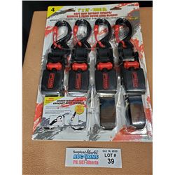 Erickson 4 pack of 1" x 15' 1300lb Ratchet Straps *New Factory Sealed*