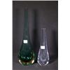 Image 1 : Two art glass vases including a 14 1/2" green glass and a 9 1/2" vase