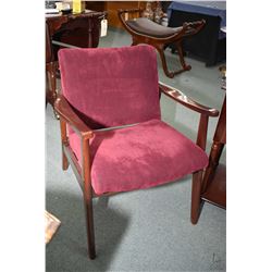 Retro style open arm upholstered parlour chair