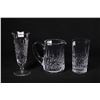 Image 1 : Three pieces of Waterford Lismore crystal including 1 pint water jug, a 12 oz. tumbler and a footed 