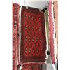 Image 1 : 100% handmade Iranian scatter rug with red background, 18" x 38"