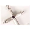 Image 2 : Birks 18kt white gold cross pendant set with one round cabochon rhodolite garnet gemstone. Retail re