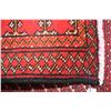 Image 2 : 100% Iranian wool scatter rug with red background and fringed sides, 23" X 48"