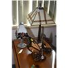 Image 1 : Three small table lamps with leaded glass shades including butterfly, holly and berries motif and a 