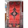 Image 1 : 100% handmade Iranian Lori area carpet/ runner with center medallion, red background with highlights