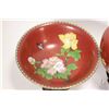 Image 2 : Three pieces of Oriental Cloisonne, each with cinnabar coloured background including 8" bowl decorat