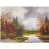 Image 2 : Framed oil on canvas painting of a fall creek scene signed by artist C. Beauvais, 15 1/2" X 19 1/2"