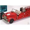 Image 2 : Two vintage toys including pressed steel Structo dumper and cast Hubley firetruck 16 1/2" in length,