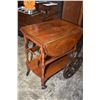 Image 1 : Mid 20th century drop leaf, matched grain walnut tea wagon with single drawer, sans serving tray