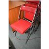 Image 2 : Set of four red upholstered and chrome folding chairs