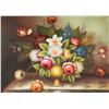 Image 2 : Framed oil on canvas floral still-life, no artist signature visible, 17 1/2" X 23 1/2"