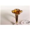 Image 2 : 10kt yellow gold flower motif ring set with large topaz gemstone