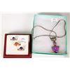 Image 1 : A 20" Italian made sterling silver necklace and gemstone set pendant plus three stamped sterling sil