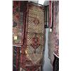 Image 1 : 100% Iranian wool carpet runner with unusual double medallion, soft taupe background, geometric cris