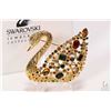 Image 2 : Gold toned Swarovski crystal jewelled swan brooch