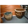 Image 1 : Two non-matching planters including Oriental motif 16" and a floral planter 12". Note: No Shipping. 