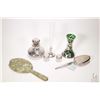 Image 1 : Selection of vintage and antique sterling silver items including hair brush and lidded dresser jars 