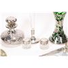Image 2 : Selection of vintage and antique sterling silver items including hair brush and lidded dresser jars 