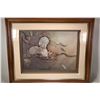 Image 1 : Shadow box framed papertoile owl, signed on front of glass " Tole by Florence '86" overall framed di