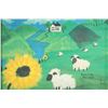Image 2 : Four pieces of wall art including framed watercolour on board painting of sheep by Sharon Atkinson, 