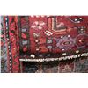 Image 2 : 100% Iranian Zanjan wool carpet runner with center medallion, stylized florals and animals, burgundy