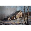 Image 2 : Framed oil on canvas of a winter homestead signed by artist S. Fournier, 23 1/2" X 35 1/2". Note: No