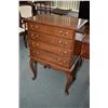 Image 1 : Interesting semi contemporary mahogany chest on tall cabriole supports with four shallow drawers