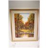 Image 1 : Framed acrylic on board painting titled on verso "Lake Autumn 1979" and signed by artist Dr. M. ( Ma