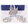 Image 2 : Three Swarovski crystal brooches including swan, three leaf brooch and a double heart brooch
