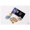 Image 1 : Selection of Swarovski crystal brooches and pins including gold tone fishes and fan, silver toned fi
